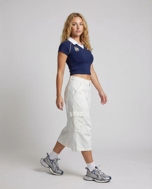 Damen Cargo Culotte Baumwolle Bequem Schwarz - Eveloria