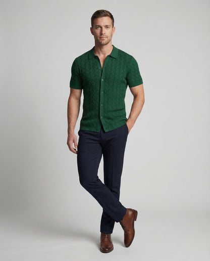 Herren Kurzarm Strickhemd - Eveloria
