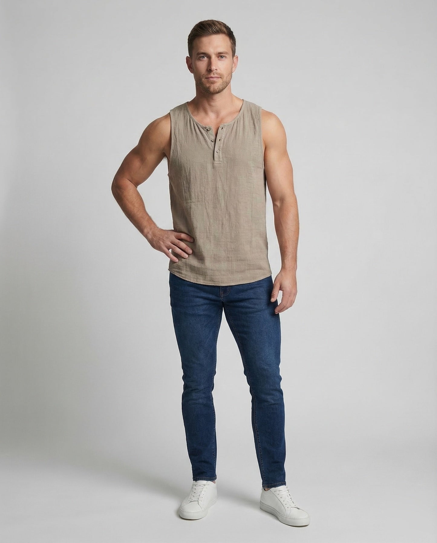 Herren Leinen Muskelshirt - Eveloria