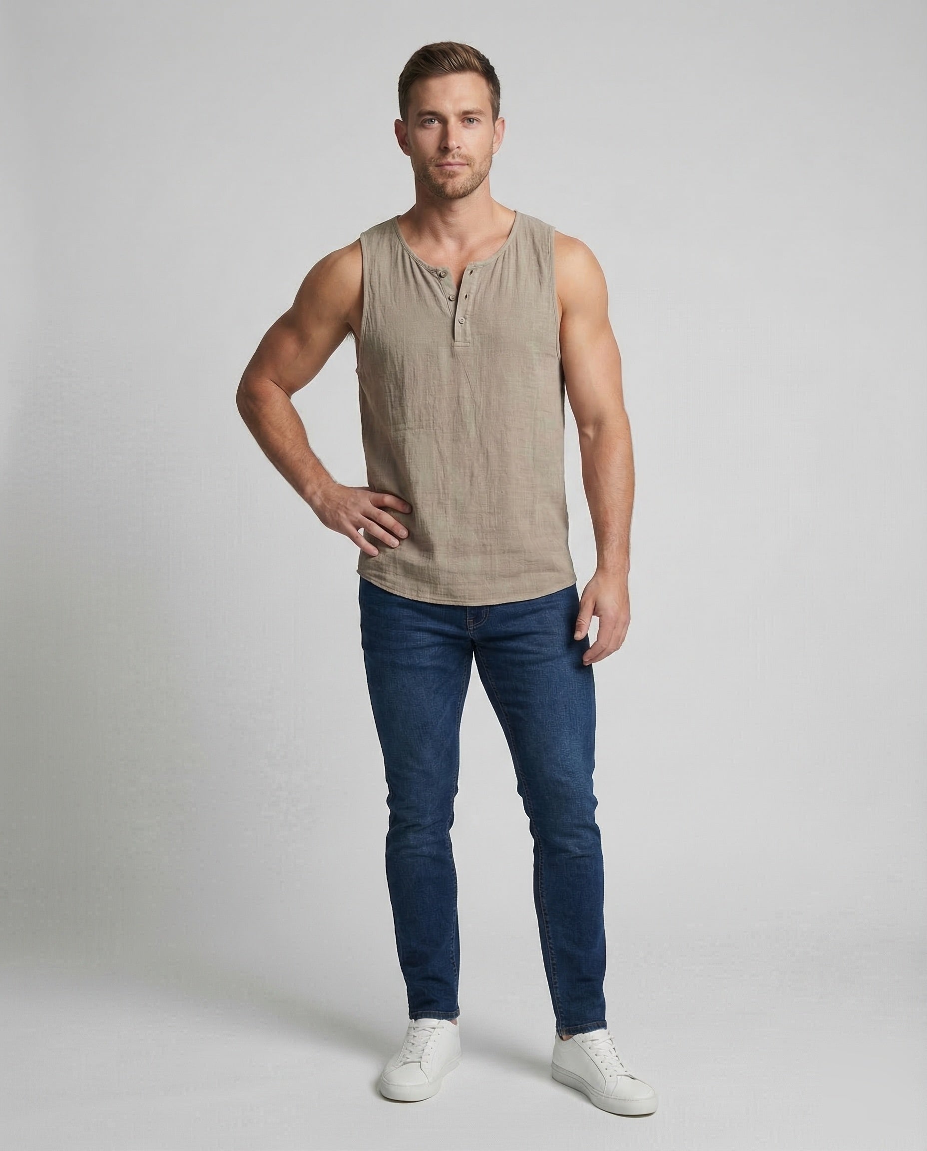 Herren Leinen Muskelshirt - Eveloria