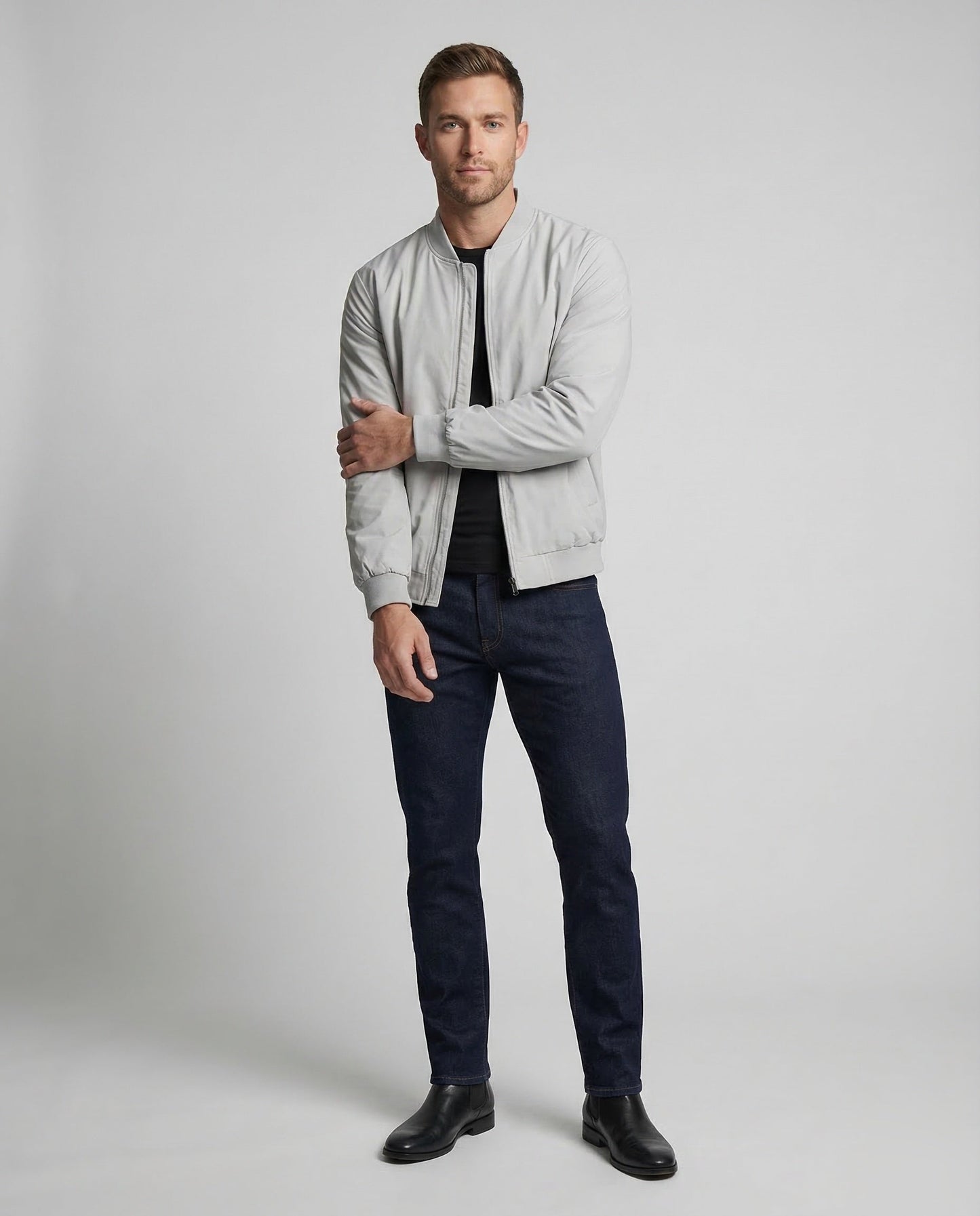 Herren Bomberjacke Raglan Ärmel Schwarz - Eveloria