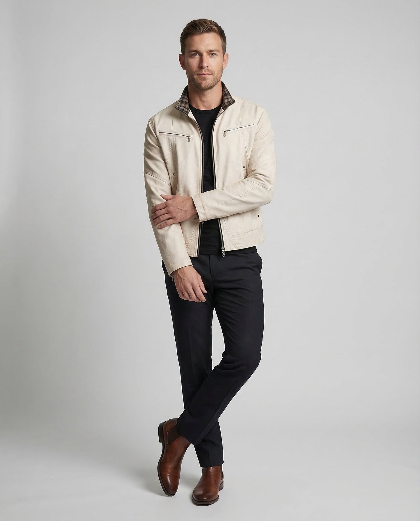 Herren Steppjacke Canvas Stehkragen - Eveloria