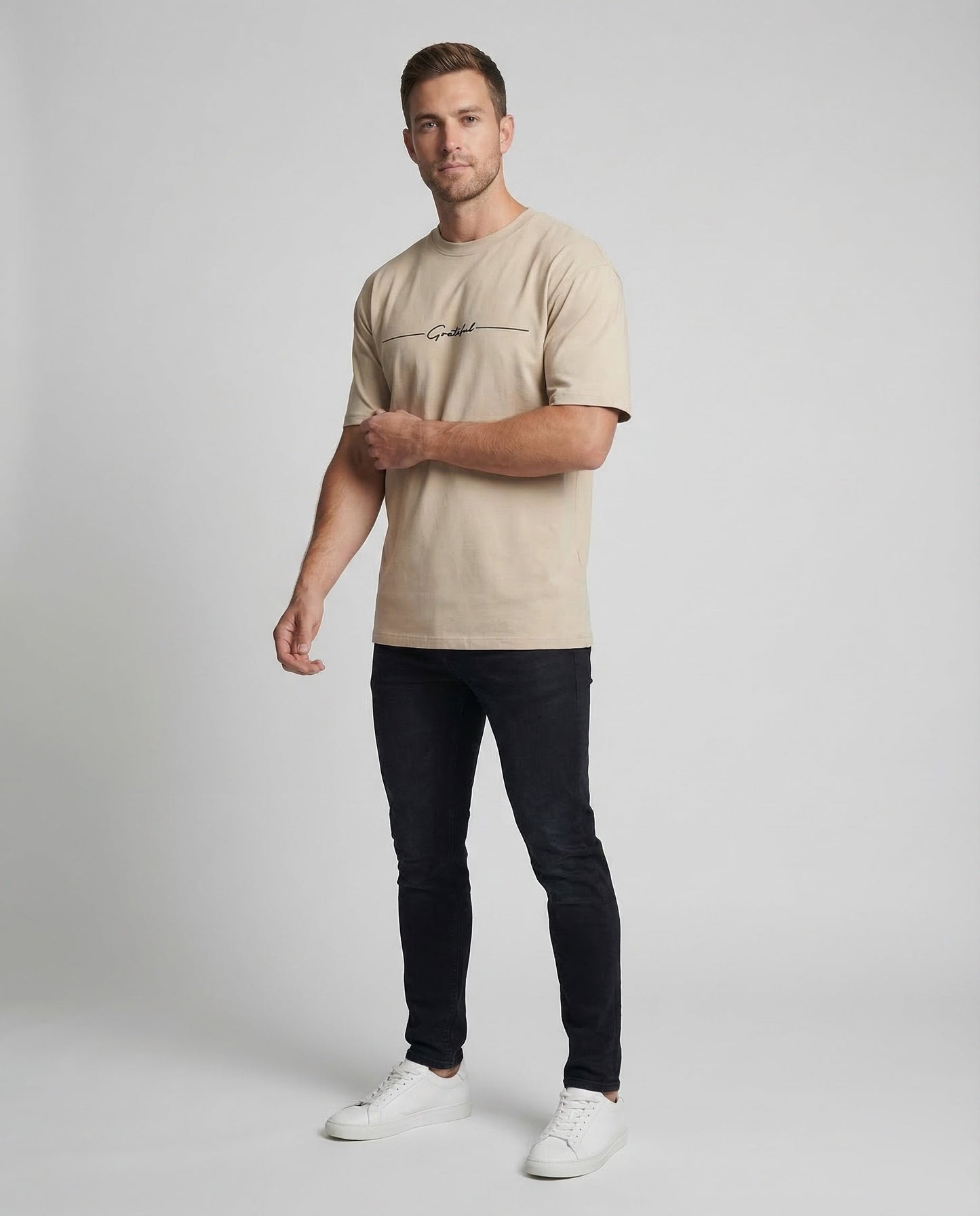 Herren T-Shirt Streifenbaumwolle Weiß/Schwarz - Eveloria