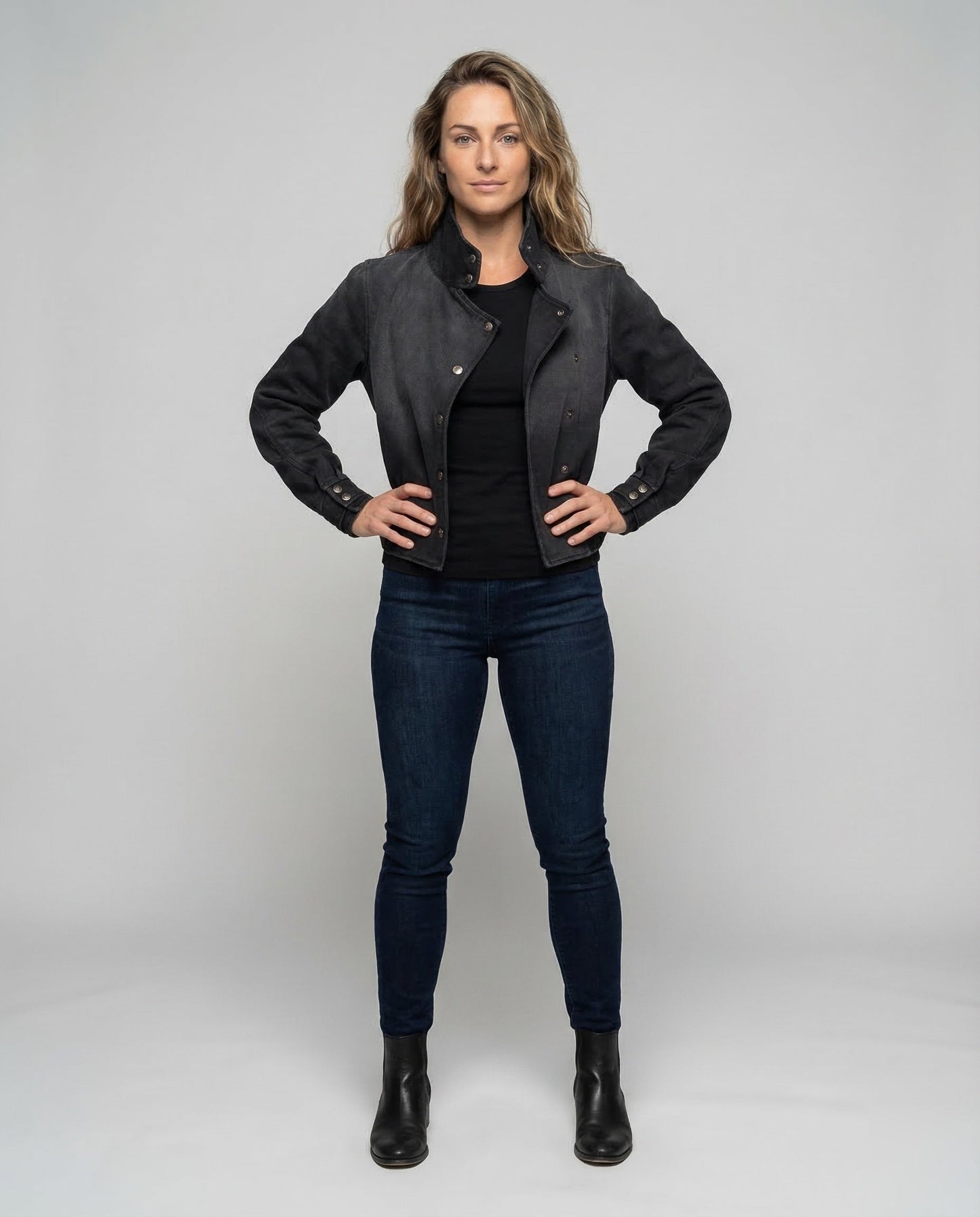 Damen Asymmetrische Kurzjacke Stehkragen - Eveloria