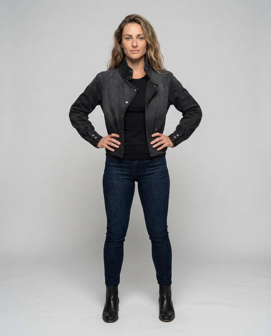 Damen Asymmetrische Kurzjacke Stehkragen - Eveloria