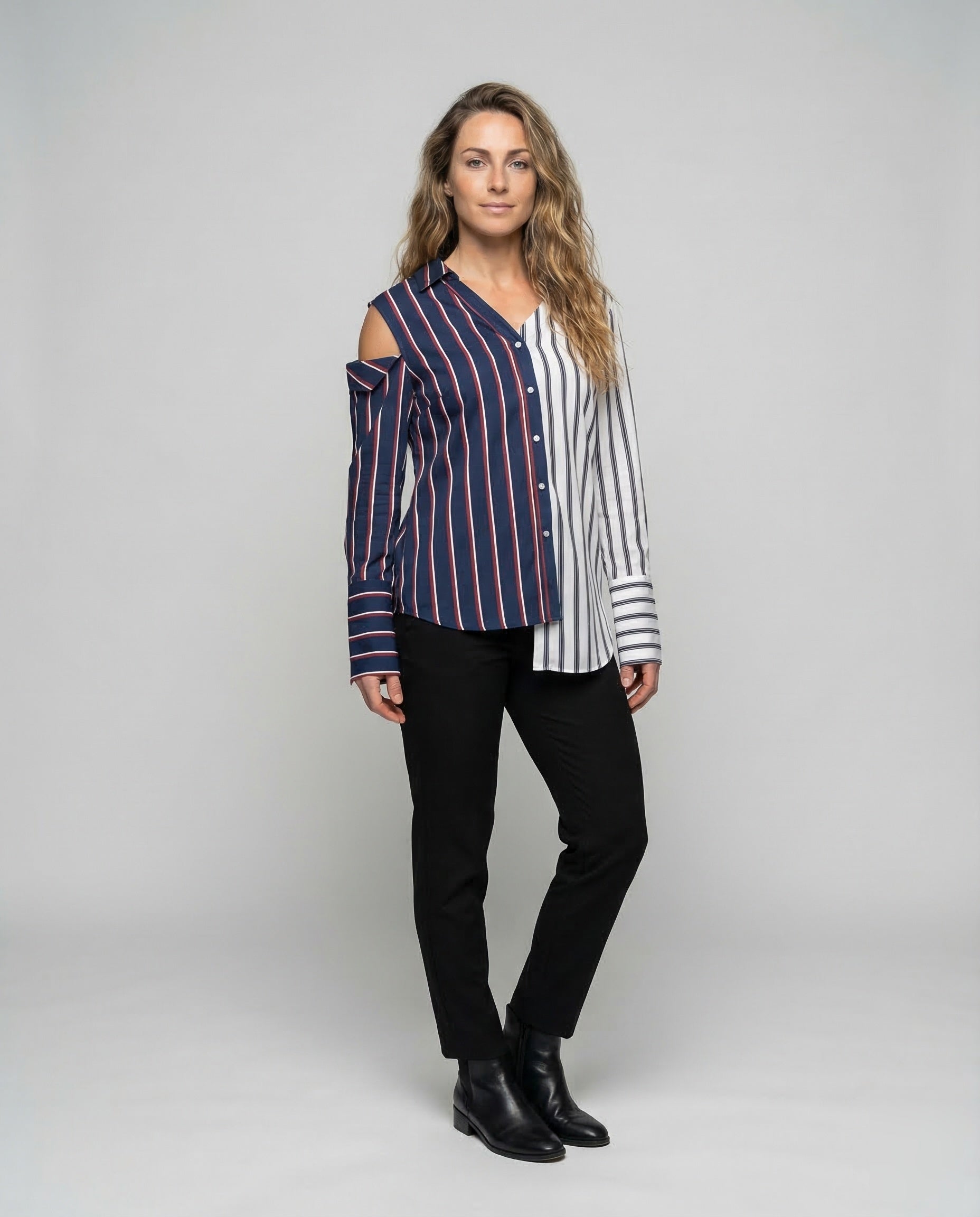 Damen Asymmetrische Hemdbluse Weite Passform - Eveloria
