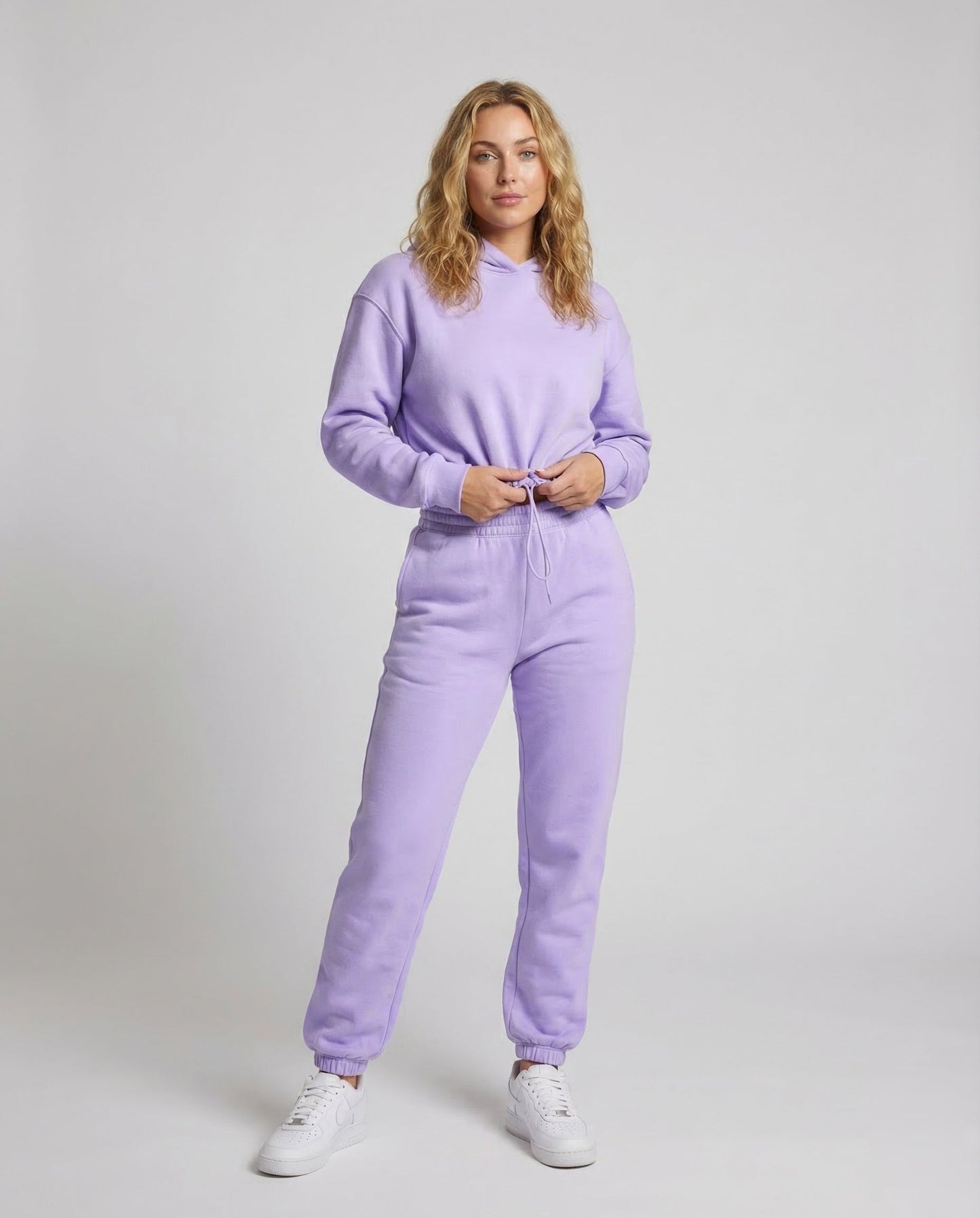 Damen Sweatstoff Crop Hoodie Set - Eveloria