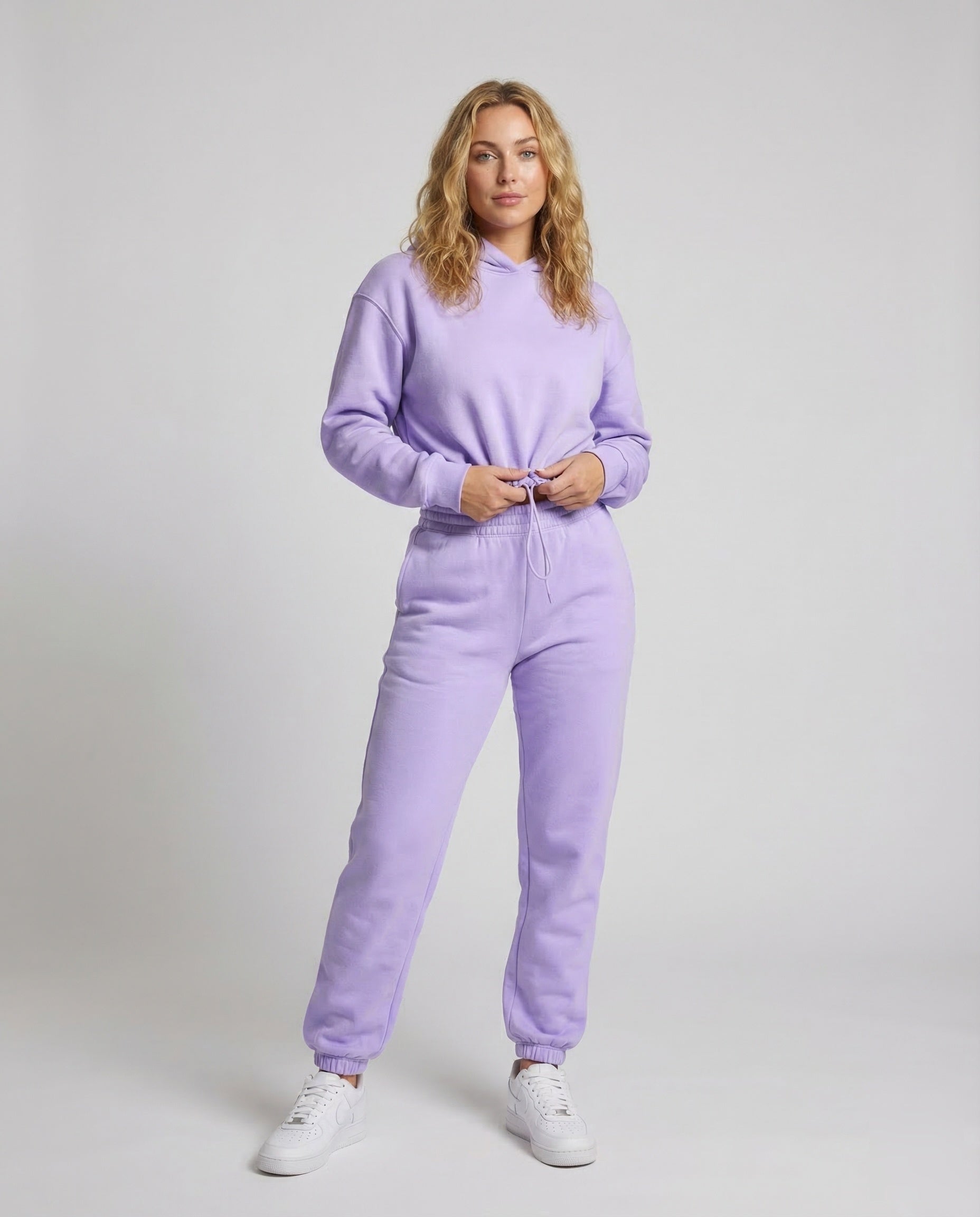 Damen Sweatstoff Crop Hoodie Set - Eveloria