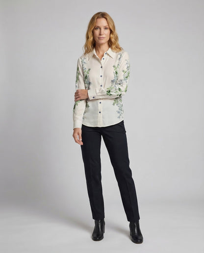Damen Bluse Blumendruck Drapiert - Eveloria