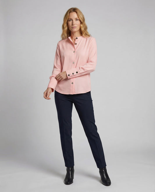 Damen Satinbluse Stehkragen Elegantes Design - Eveloria