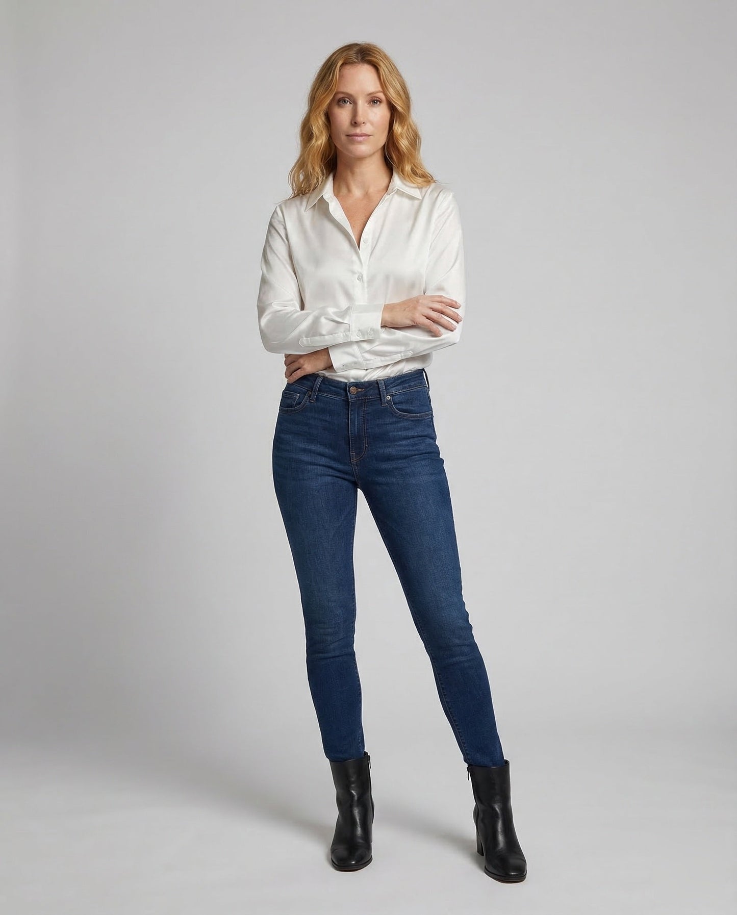 Damen Satinbluse Hemdkragen Eleganz - Eveloria