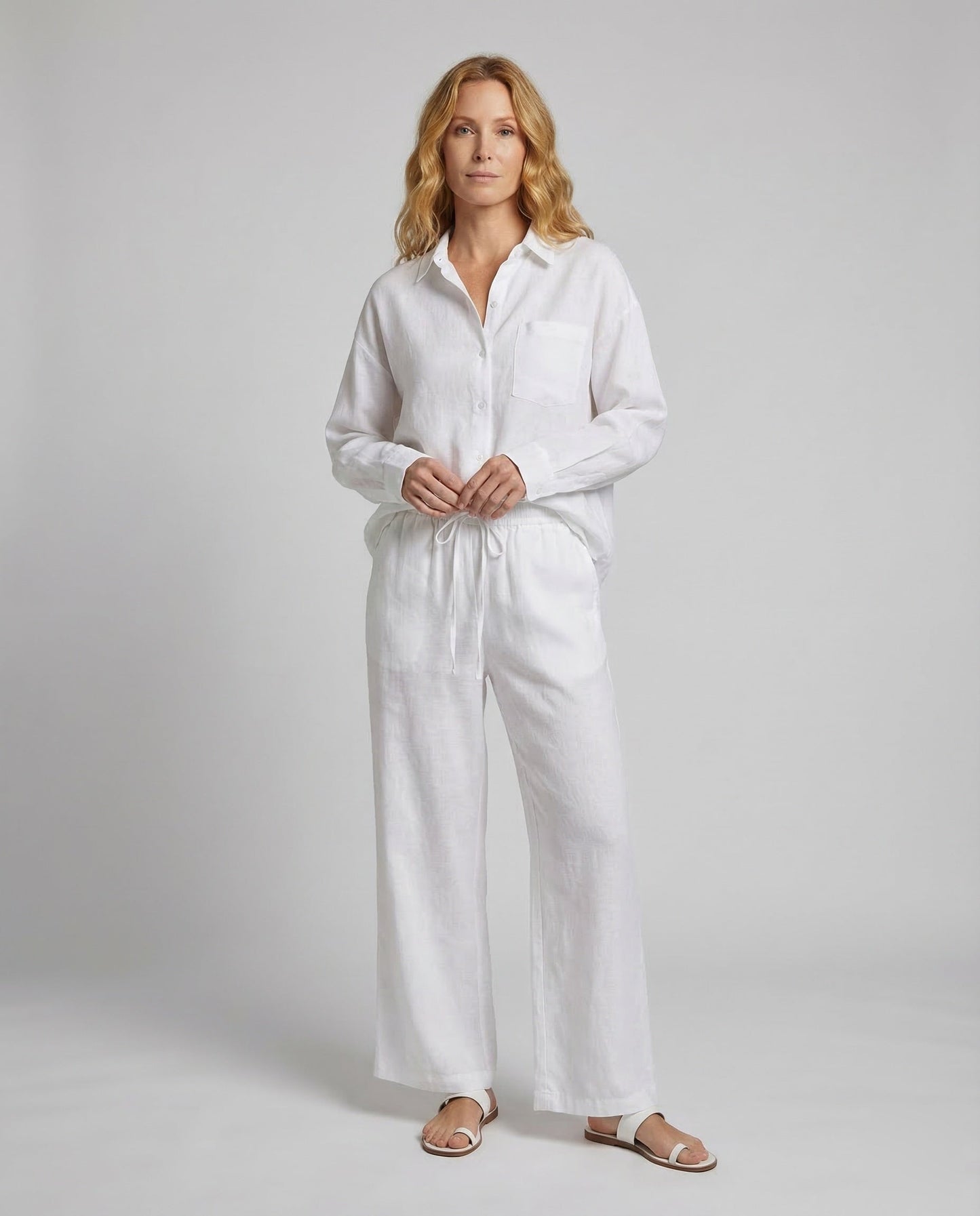 Damen Leinen-Zweiteiler Entspannter Stil - Eveloria