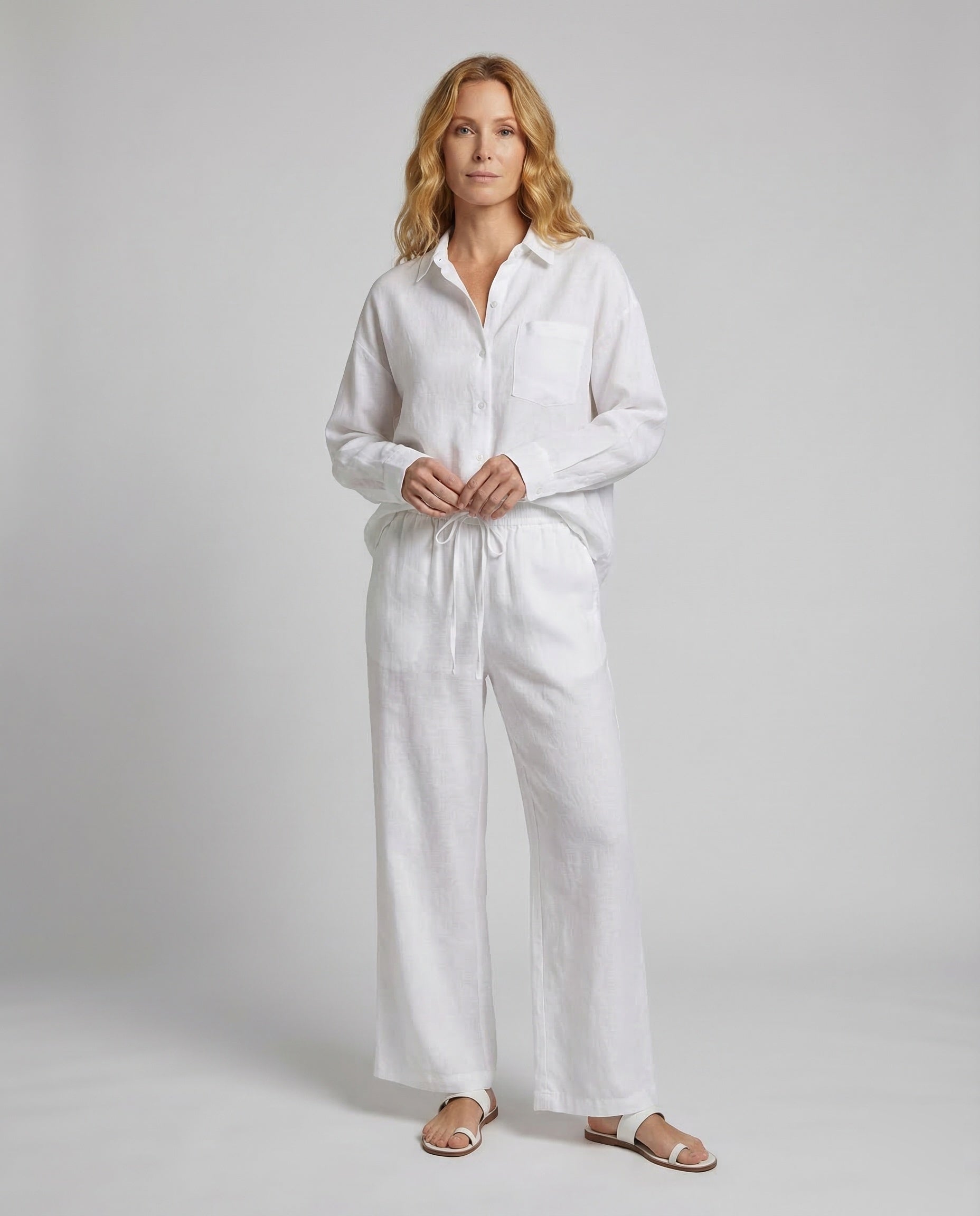 Damen Leinen-Zweiteiler Entspannter Stil - Eveloria