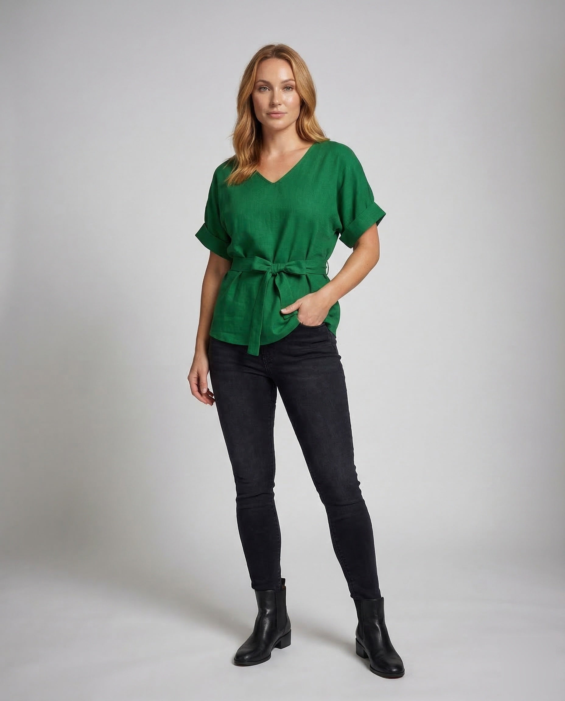 Damen Tunika-Shirt V-Ausschnitt Baumwolle Relaxed Fit - Eveloria