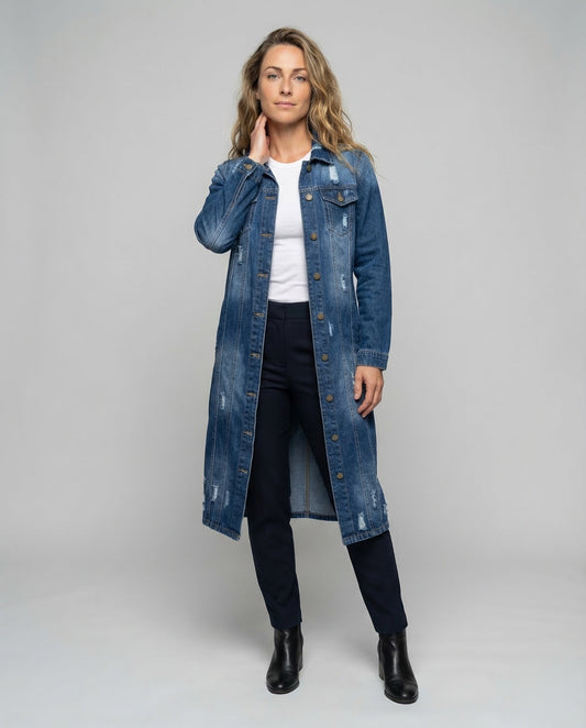 Damen Jeans Midikleid mit Rissdetails - Eveloria