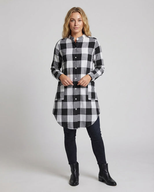 Damen Flanell-Tunikahemd Kariert - Eveloria