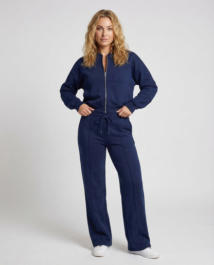 Damen Sweat-Hose Zweiteiler Marlenehose Komfort - Eveloria