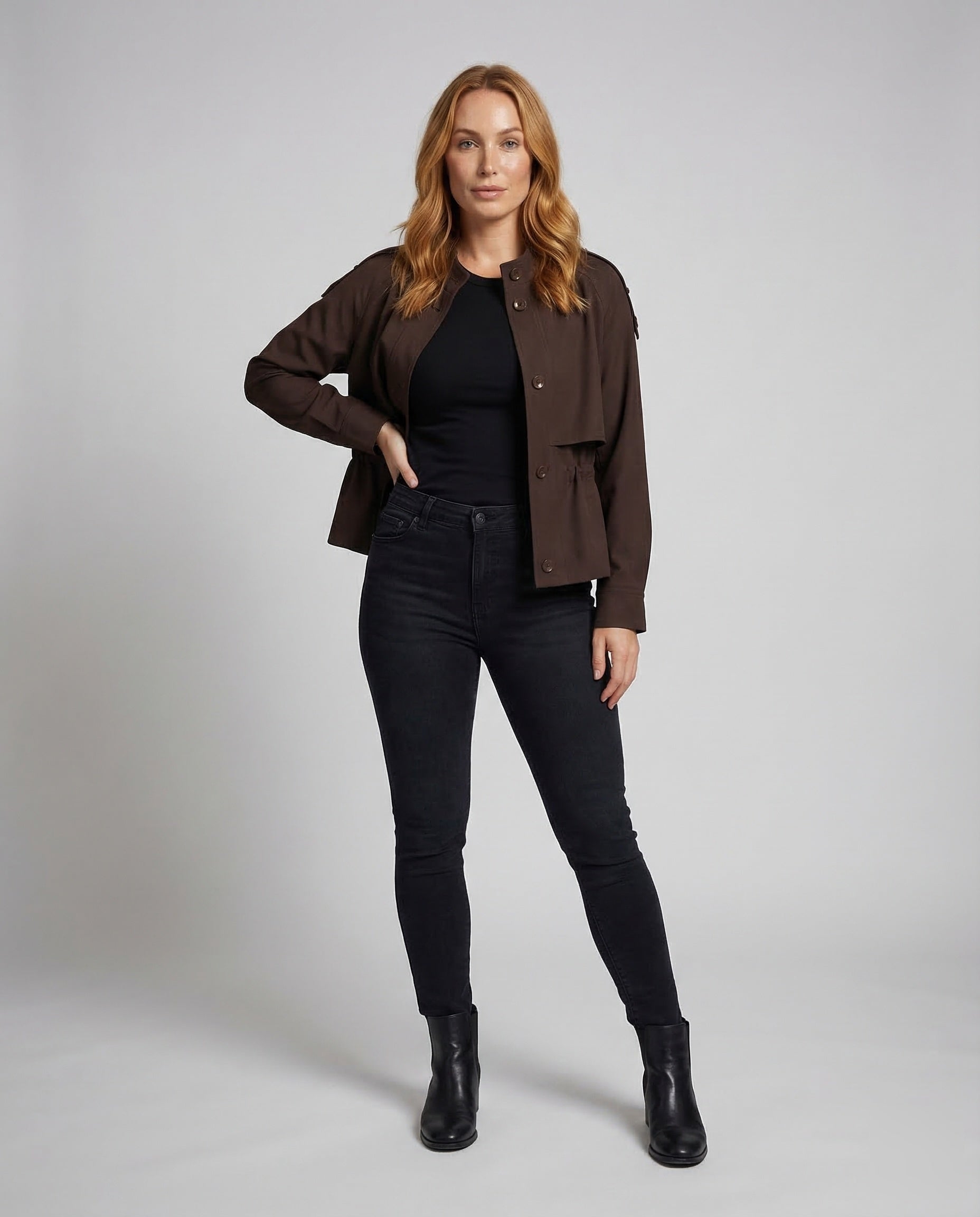 Damen Blousonjacke Kurz Stehkragen - Eveloria