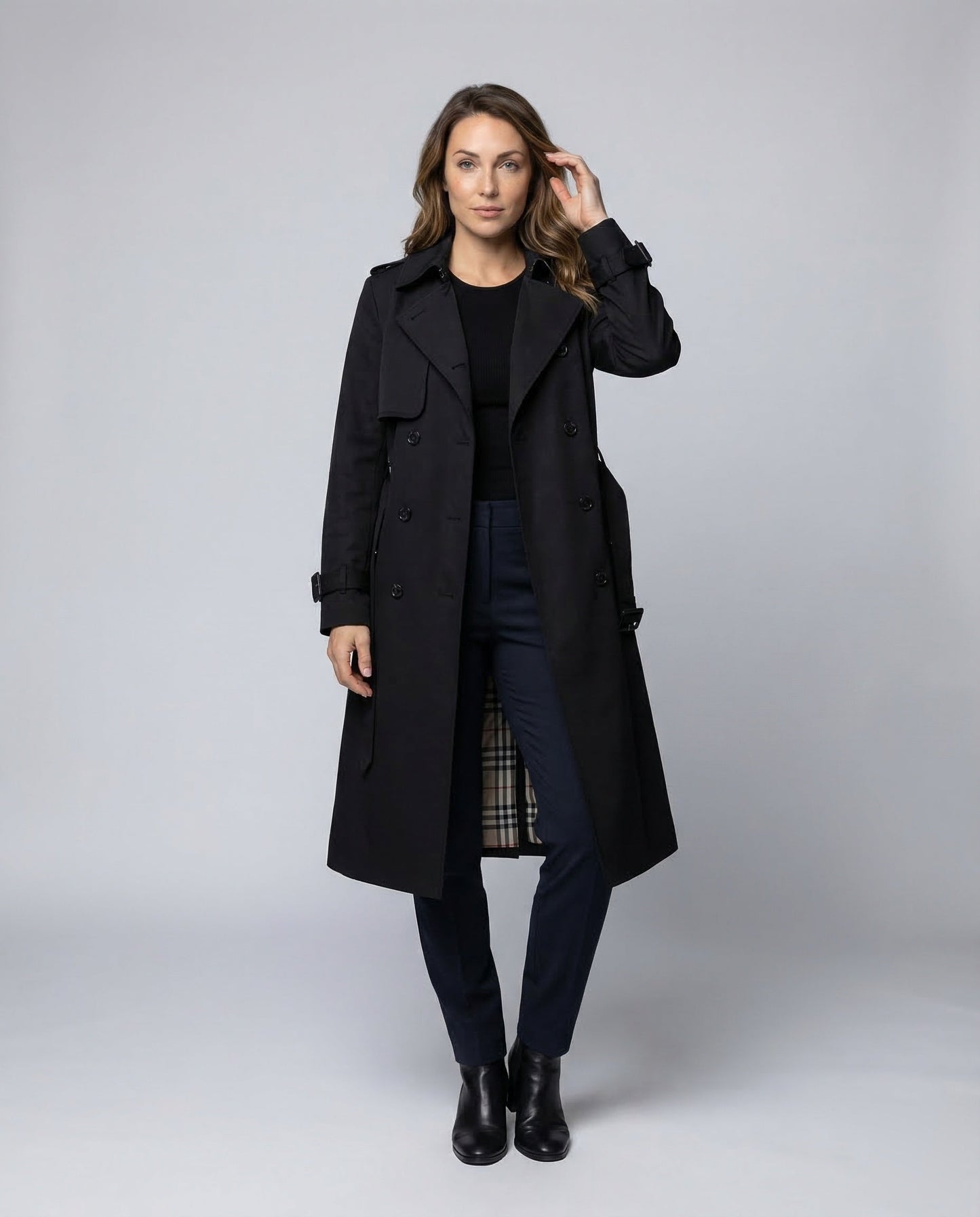 Damen Langer Trenchmantel Mit Bindegürtel - Eveloria