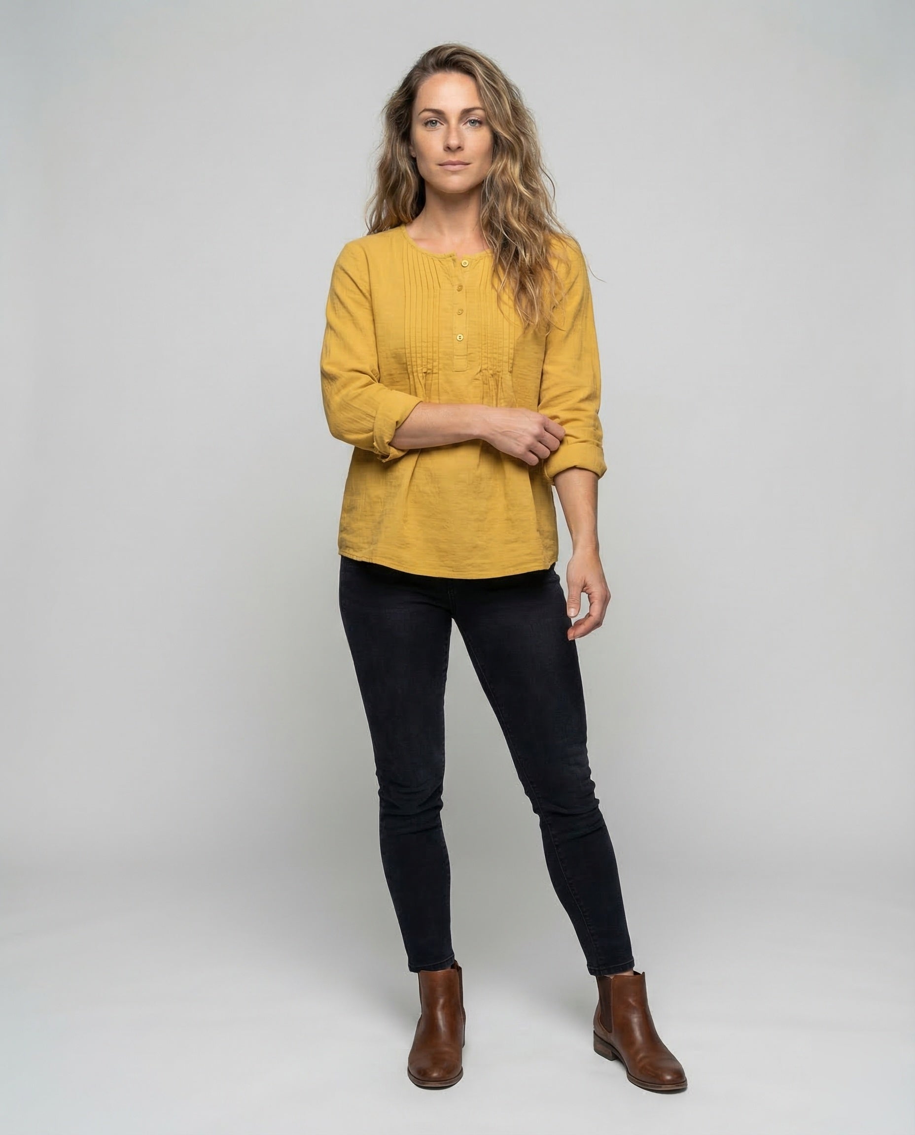 Damen Bluse Mit Brustplissee Lässig - Eveloria