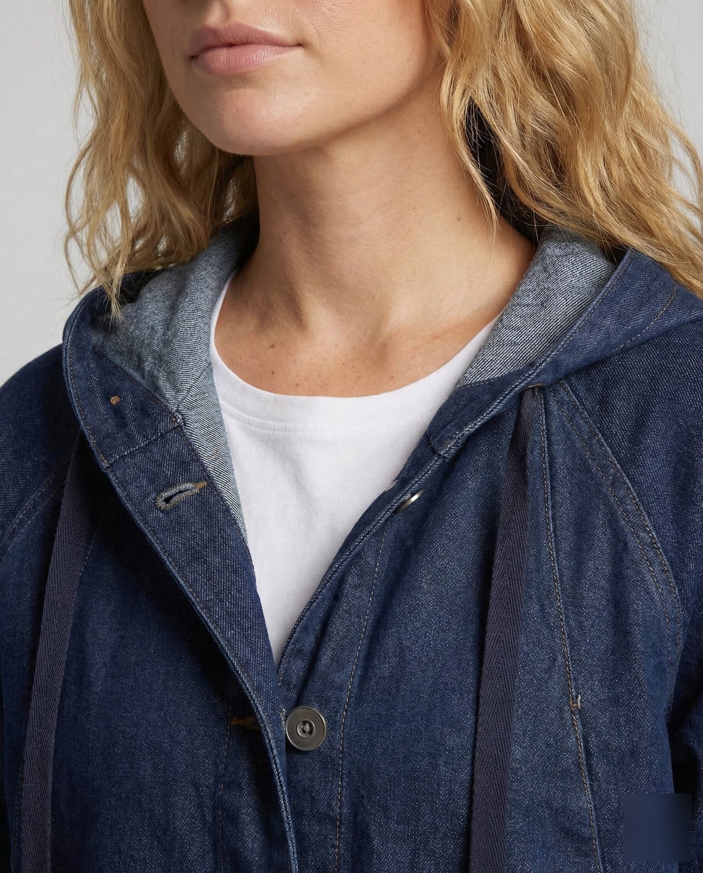 Damen Leichter Denim-Parka Mit Kapuze