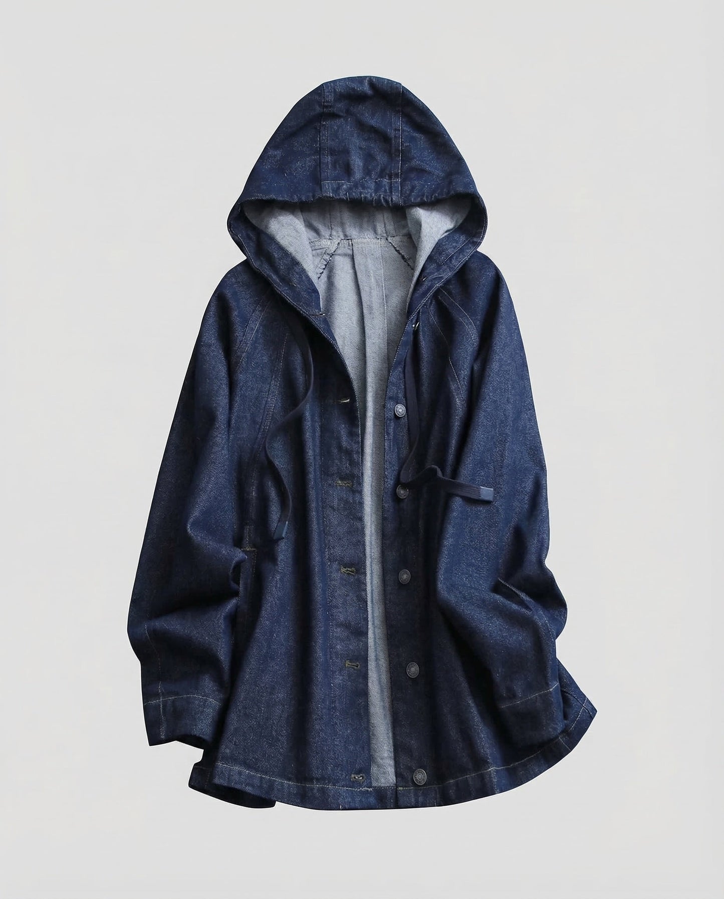 Damen Leichter Denim-Parka Mit Kapuze