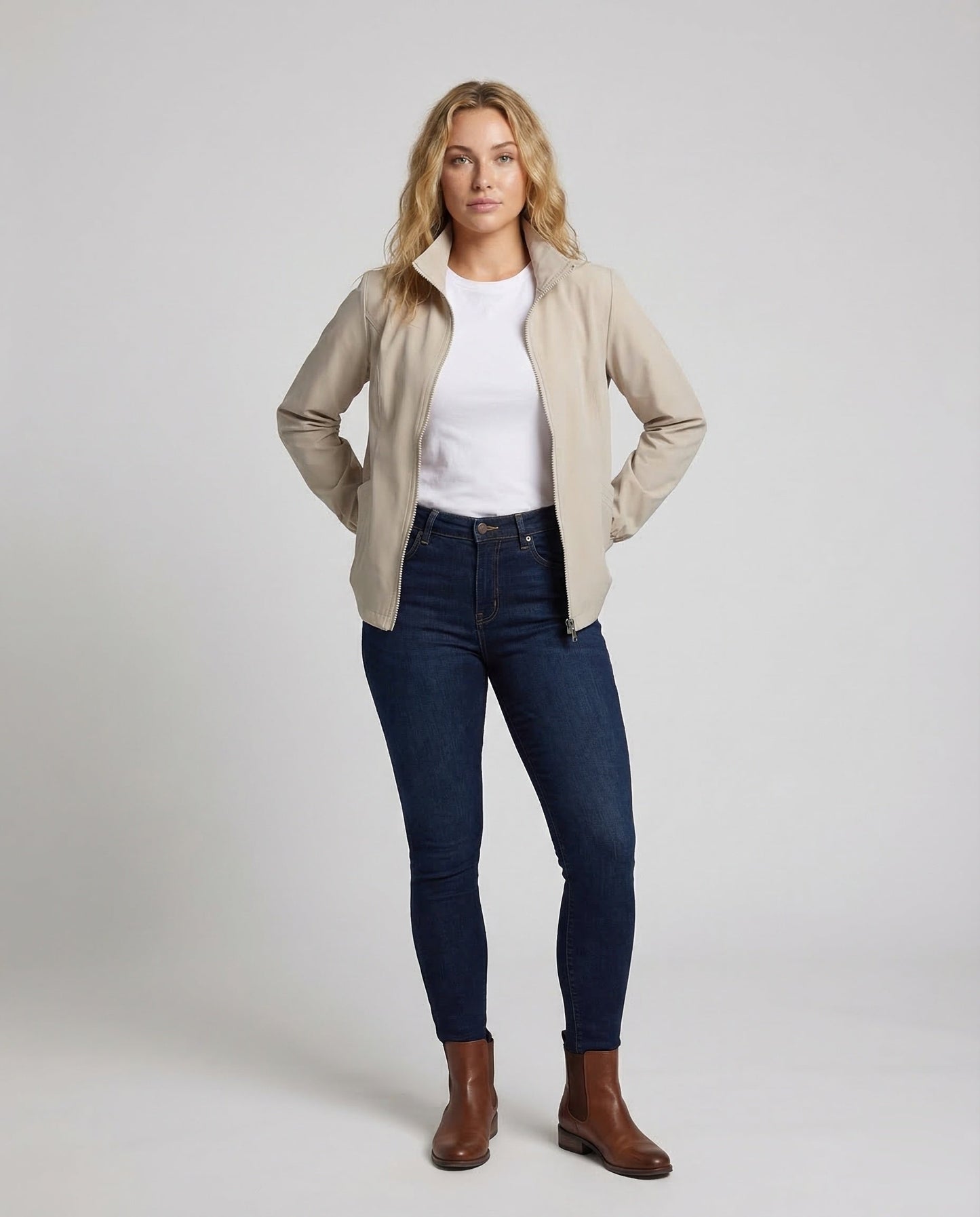 Damen Leichter Kurzblouson Mit Stehkragen - Eveloria