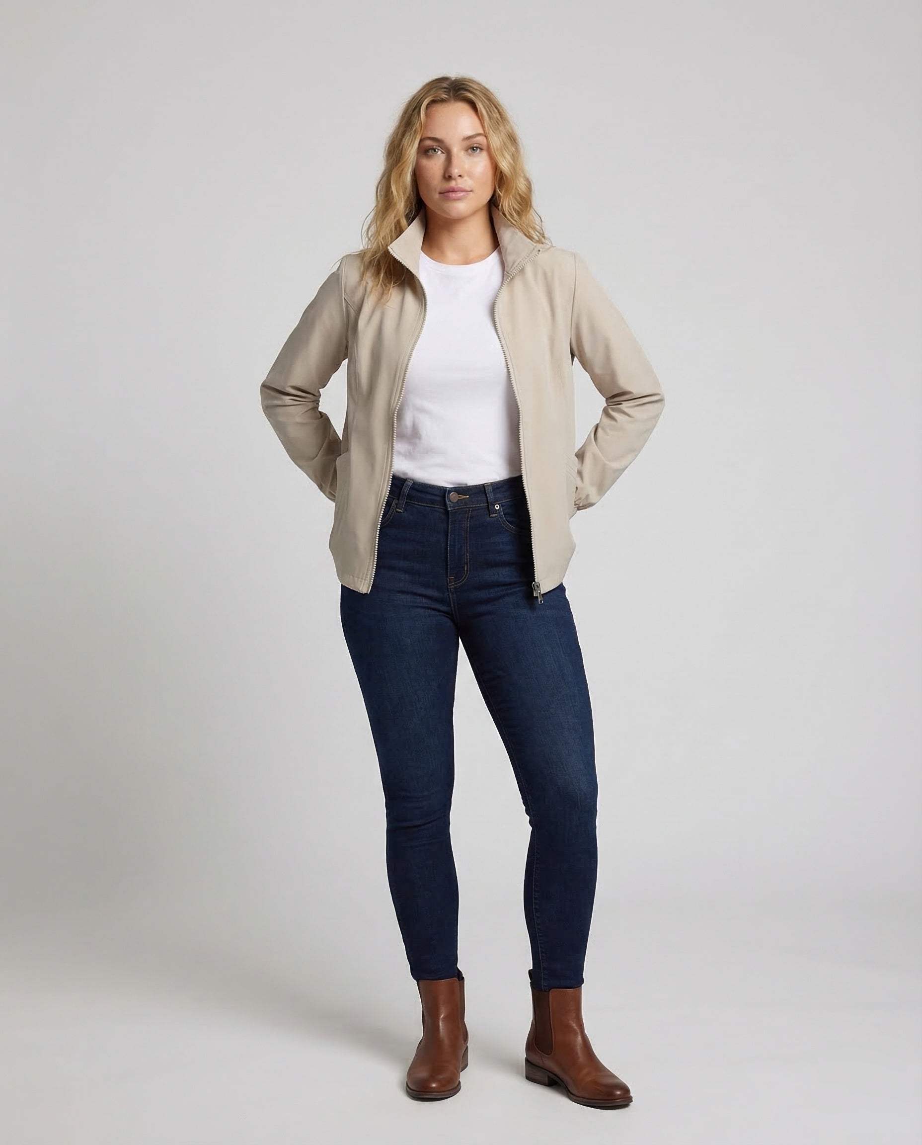 Damen Leichter Kurzblouson Mit Stehkragen - Eveloria