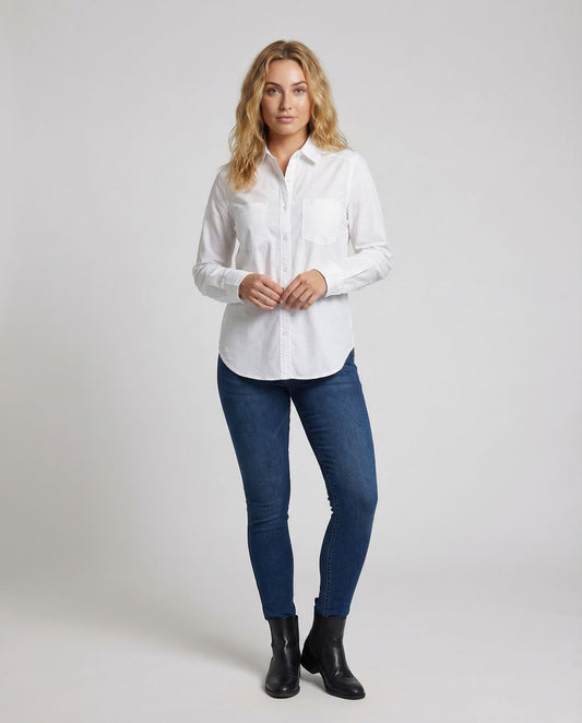 Damen Taillierte Hemdbluse Baumwolle - Eveloria