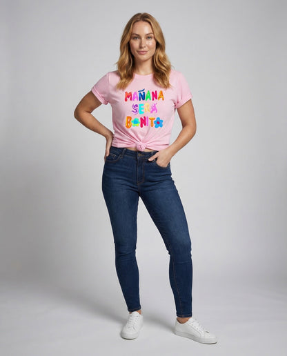 Damen Baumwoll-T-Shirt mit Slogan-Print - Eveloria