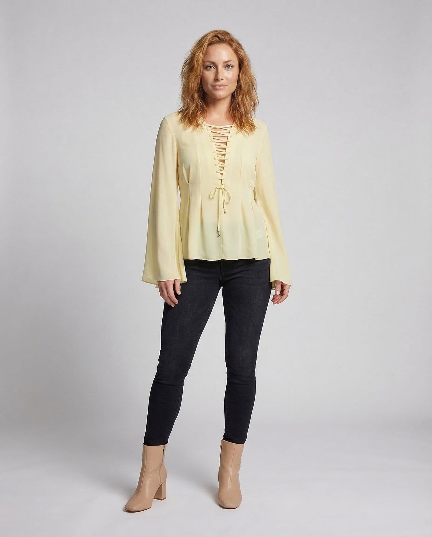 Damen Tunika Bluse mit Glockenärmeln - Eveloria