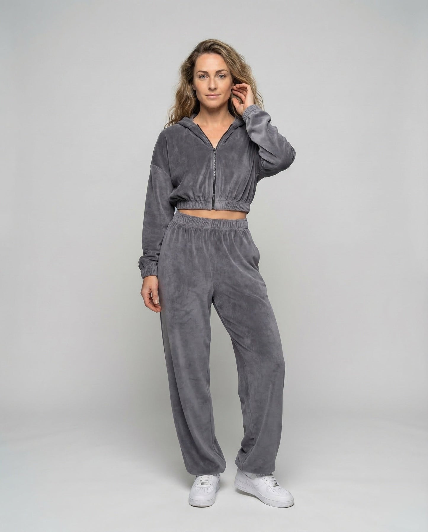 Damen Palazzo-Jogginghose Samtvelours - Eveloria