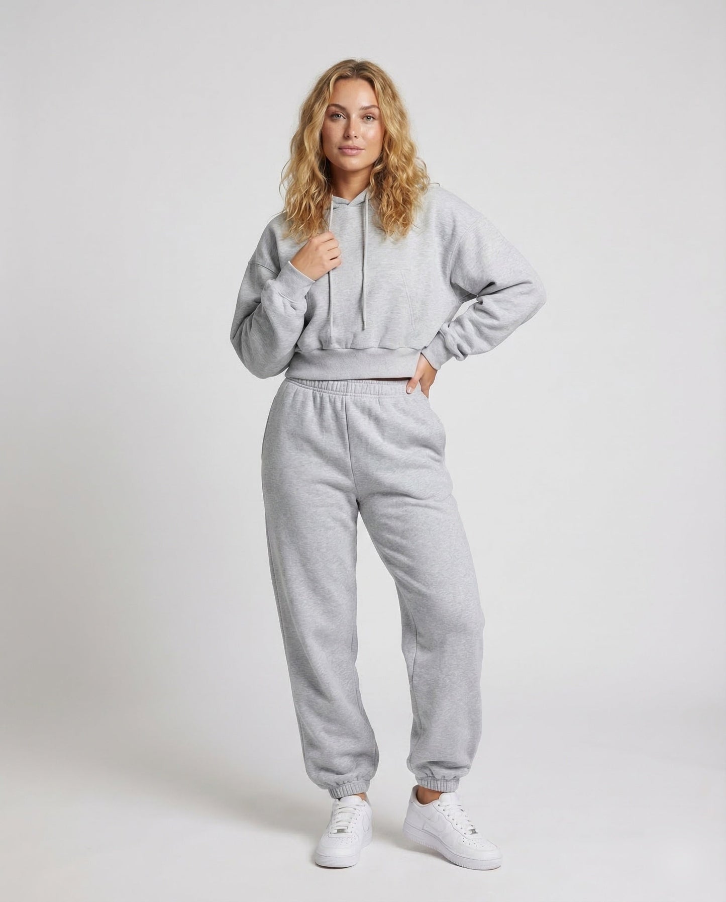 Damen Oversize Kapuzenpullover Jogginghose Set Baumwolle Schwarz - Eveloria