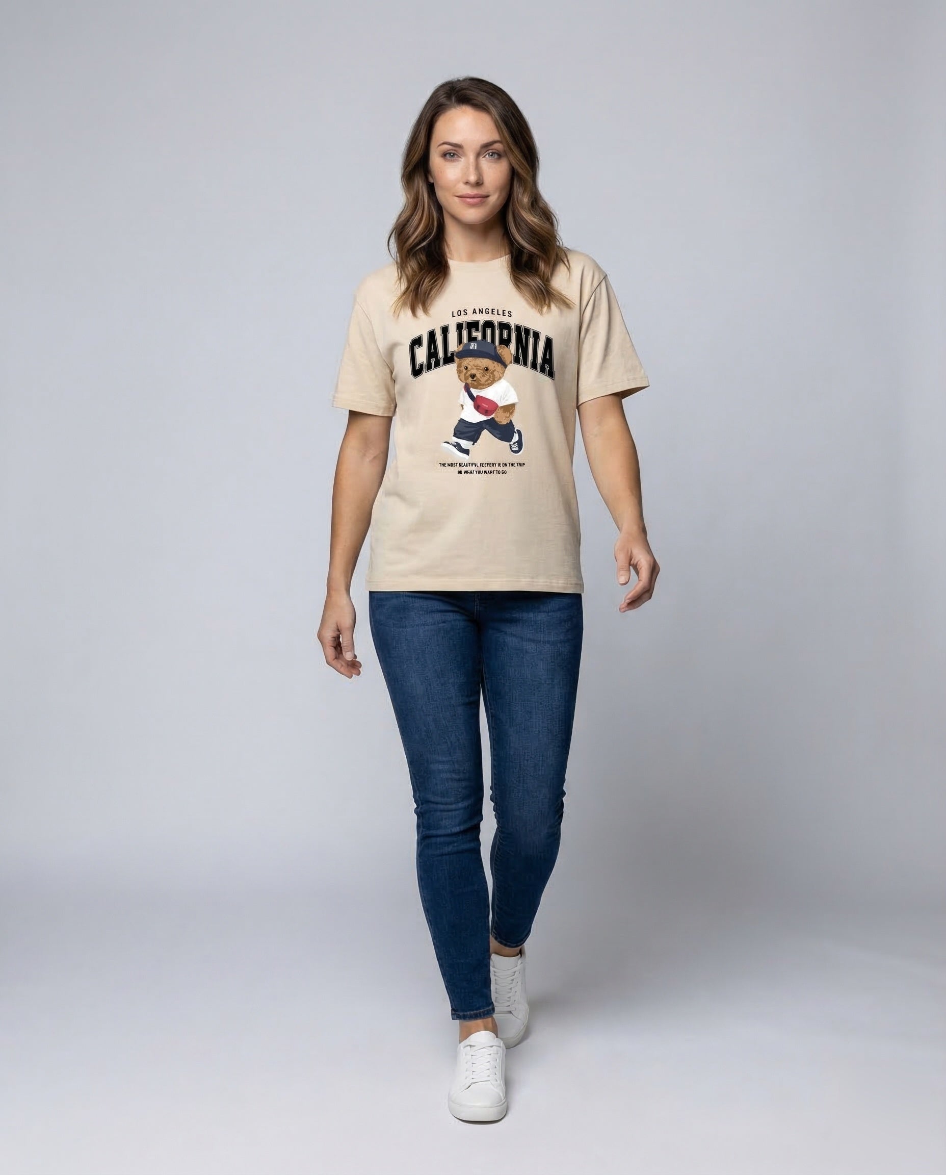Damen Oversize T-Shirt mit Teddy-Grafik - Eveloria