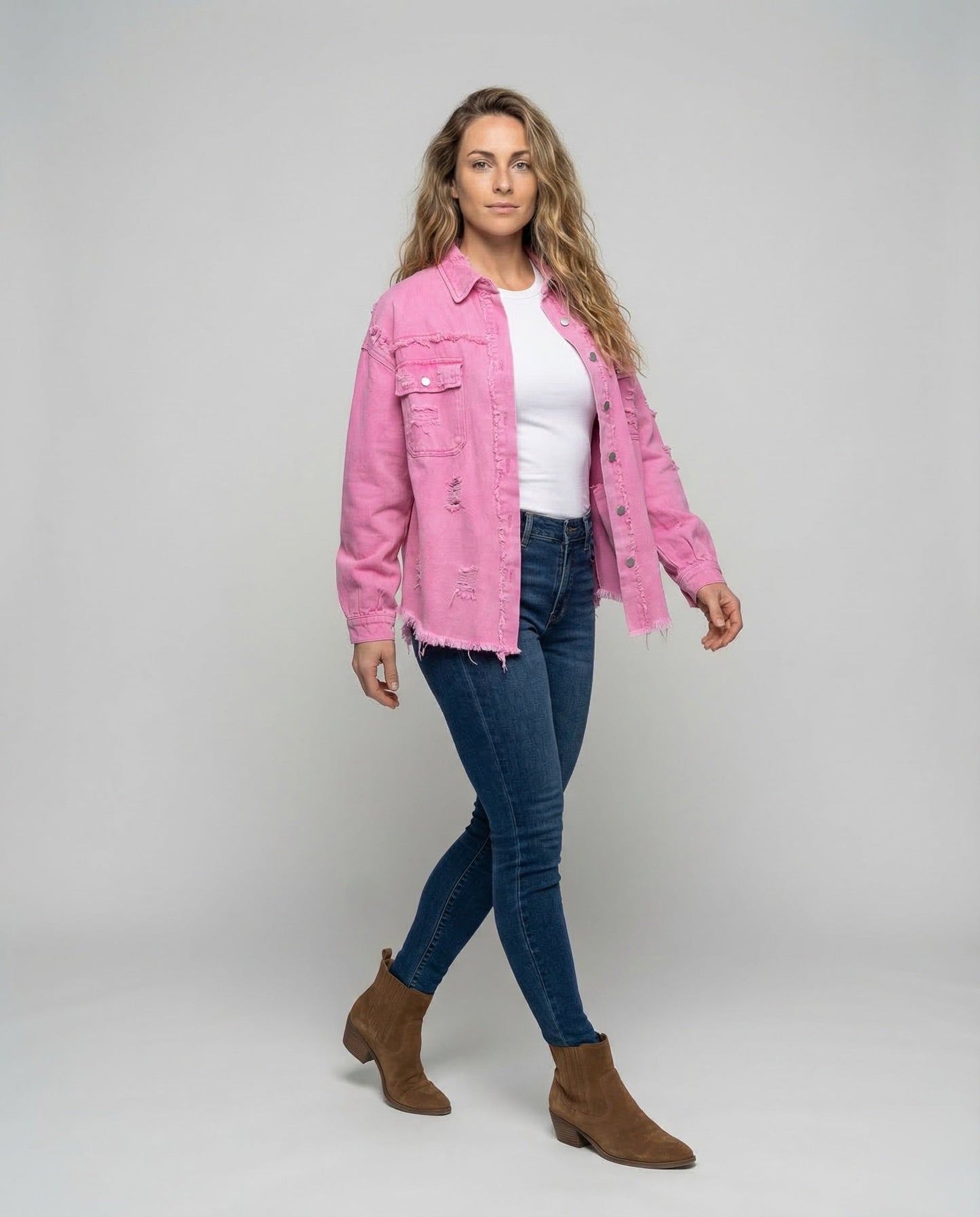 Damen Jeansjacke Used-Look - Eveloria