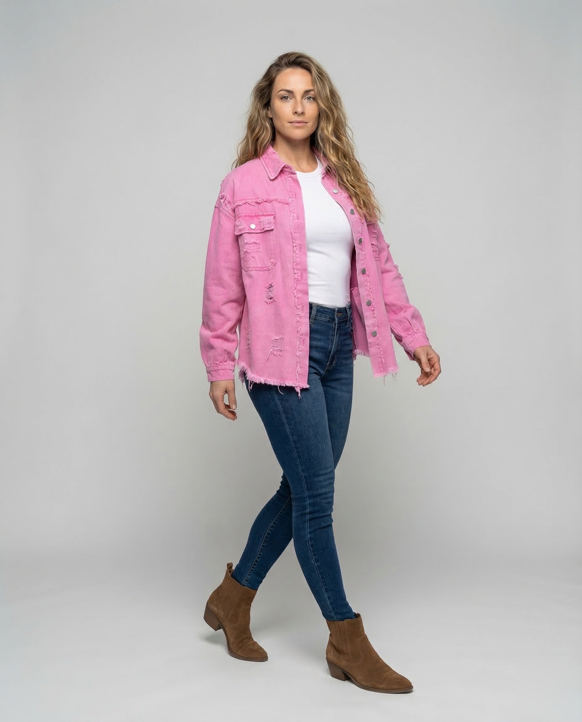 Damen Jeansjacke Used-Look - Eveloria