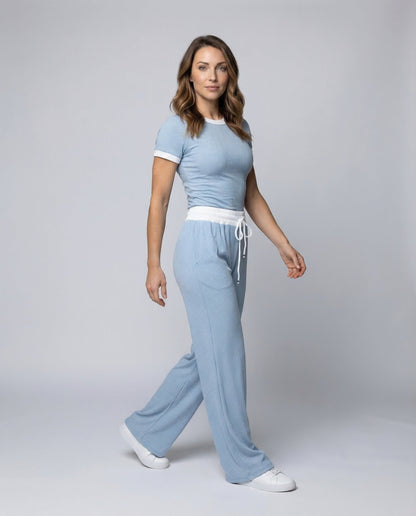 Damen Freizeit-Set Rippstrick Palazzohose - Eveloria
