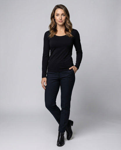 Damen Langarmshirt Baumwolljersey Ausgestellt - Eveloria
