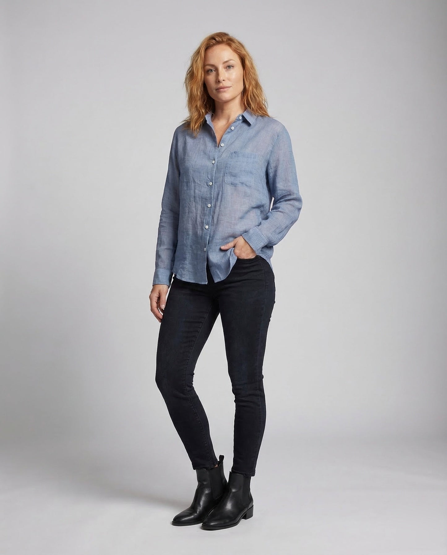 Damen Leinenbluse Boxy-Cut Leinen Weiß - Eveloria