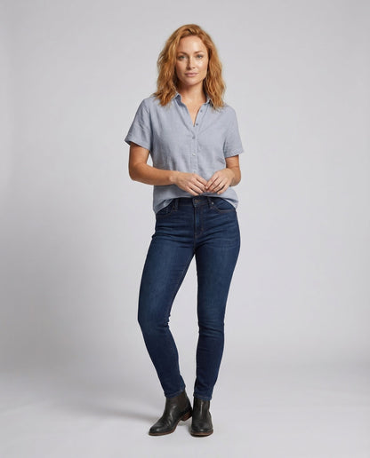 Damen Leinenbluse V-Ausschnitt Sommer - Eveloria