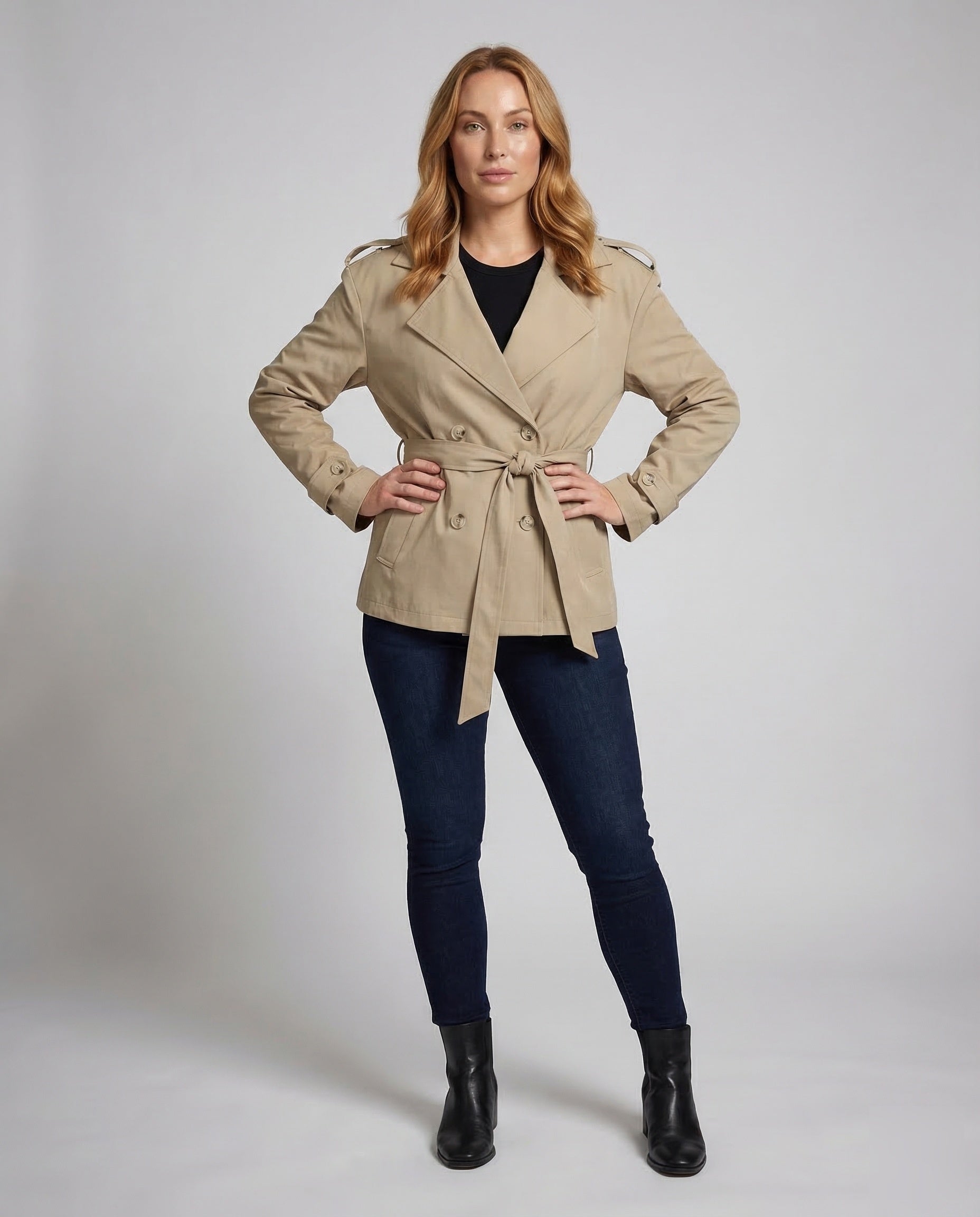Damen Trenchjacke Taillig Peplum Stil - Eveloria