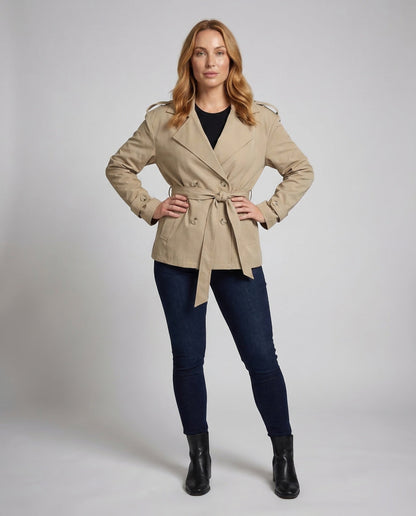 Damen Trenchjacke Taillig Peplum Stil - Eveloria