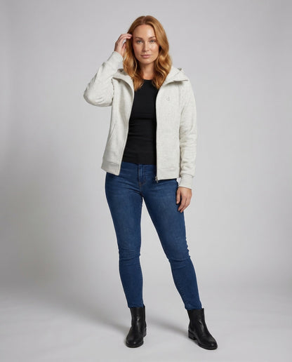 Damen Taillierte Kapuzenjacke Schalkragen Sweatstoff - Eveloria