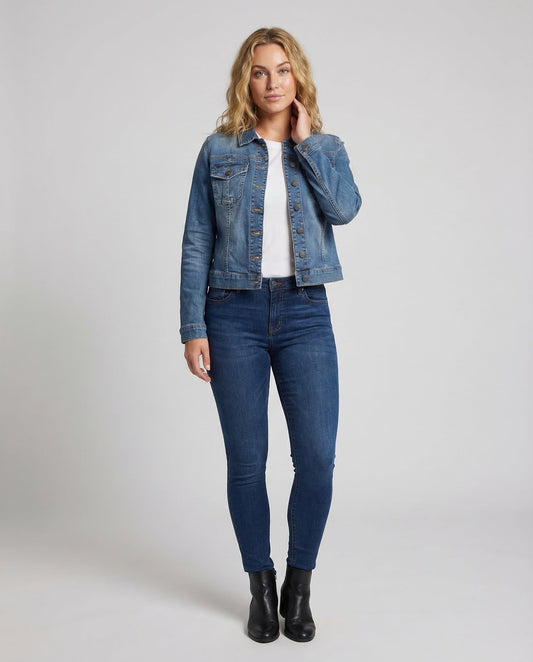 Damen Truckerjacke Stretch-Denim Taillierte Form - Eveloria