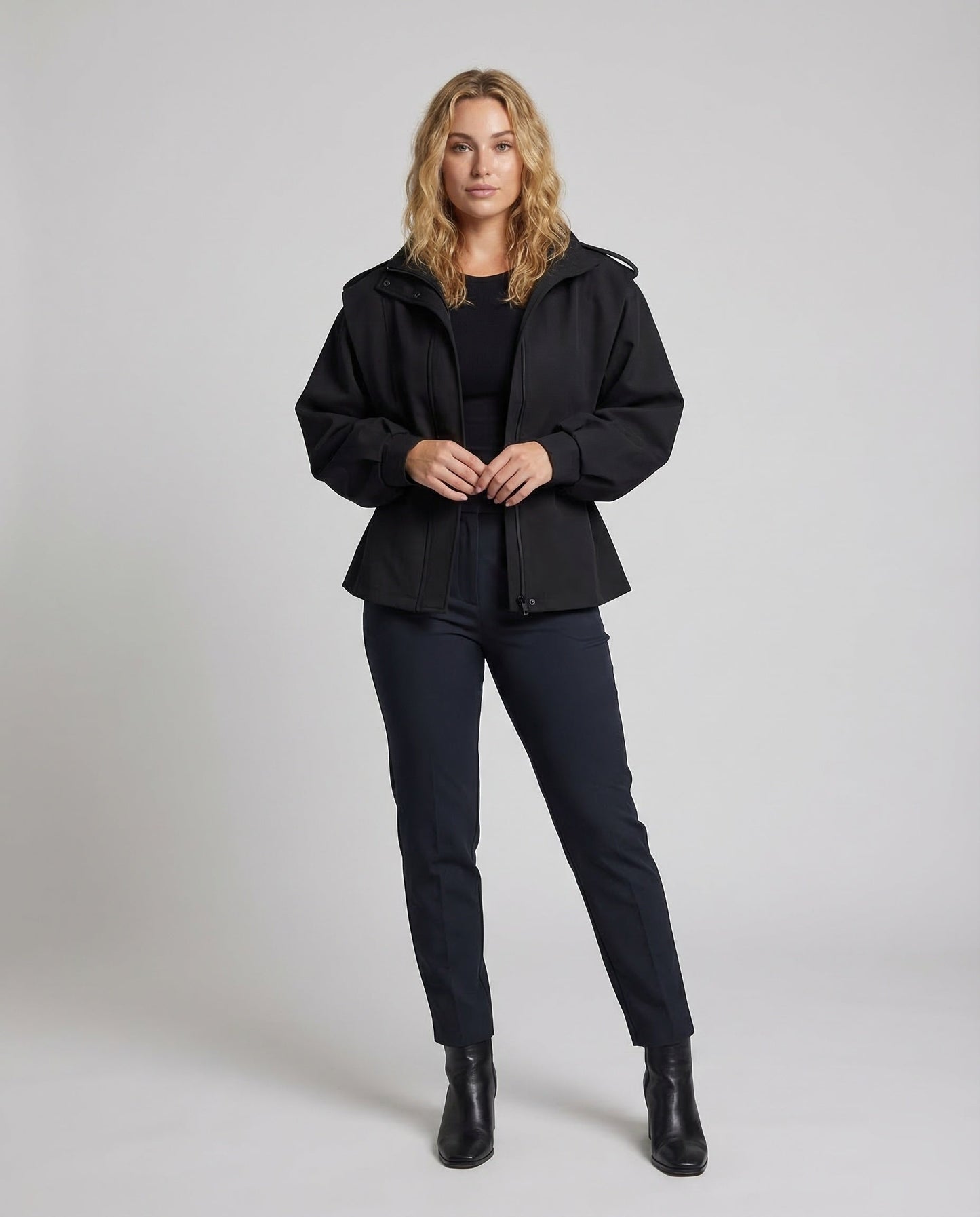 Damen Taillierte Übergangsjacke mit schmalem Gürtel - Eveloria