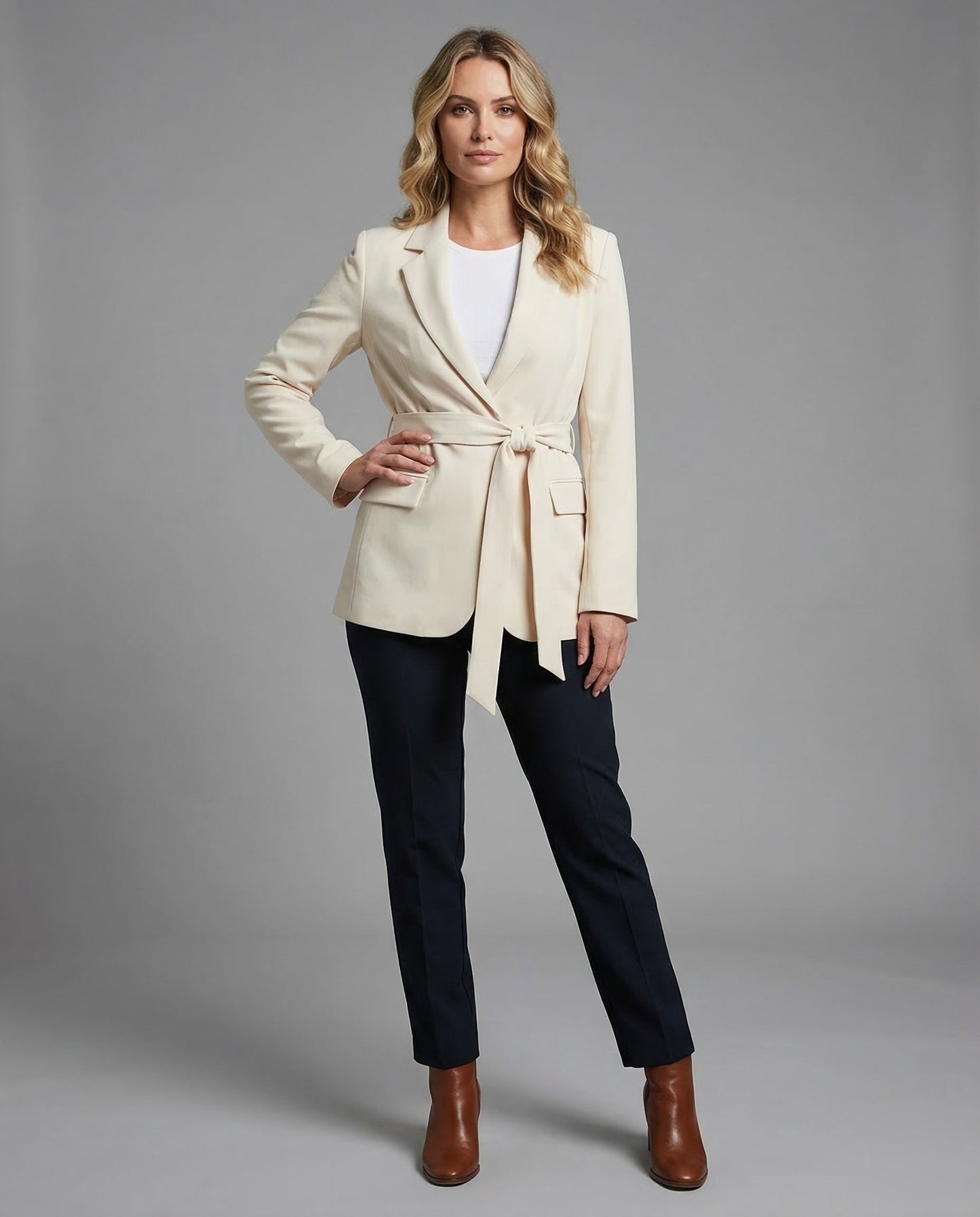 Damen Longblazer Tailliert Reverskragen - Eveloria