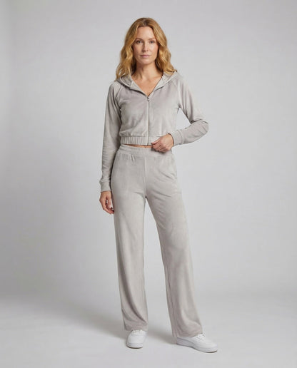 Damen Samt-Loungewear-Set Weite Beine - Eveloria