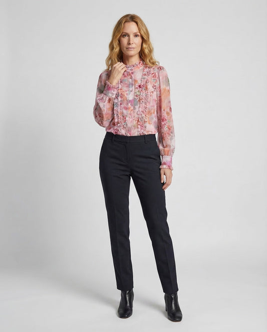 Damen Chiffonbluse Transparent Rüschen Vorderseite - Eveloria