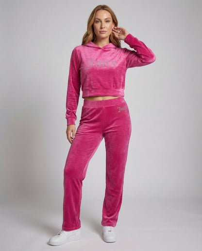Damen Velours Jogginganzug mit Kapuze - Eveloria
