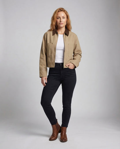 Damen Jeansblouson Cordkragen Worker-Stil wird zu: Damen Jeansjacke - Eveloria
